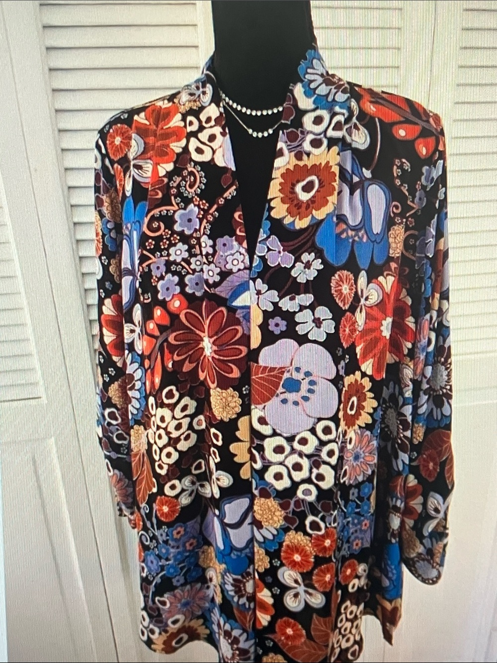 Black Multi Floral Open-Front Women's Blouse Jacket